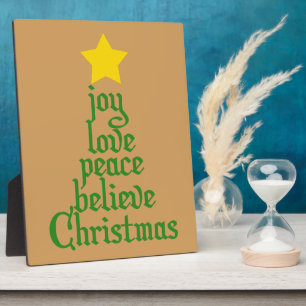 Joy, Love, Peace, Believe, Christmas Plaque