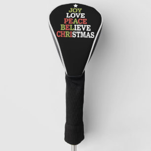 Joy Love Peace Believe Christmas Tree Family  Golf Head Cover
