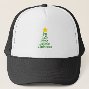 Joy, Love, Peace, Believe, Christmas Trucker Hat
