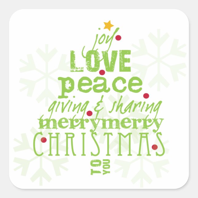 Joy, Love, Peace Christmas Envelope & Gift Sticker (Front)