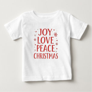 Joy Love Peace Christmas Festive Typography Hoodie Baby T-Shirt