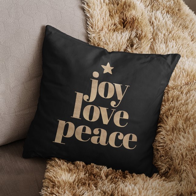Joy Love Peace | Gold Elegant Minimalist Christmas Cushion (Creator Uploaded)
