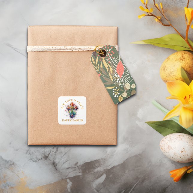 Joy, Love & Peace Happy Easter | Square Sticker (Creator Uploaded)