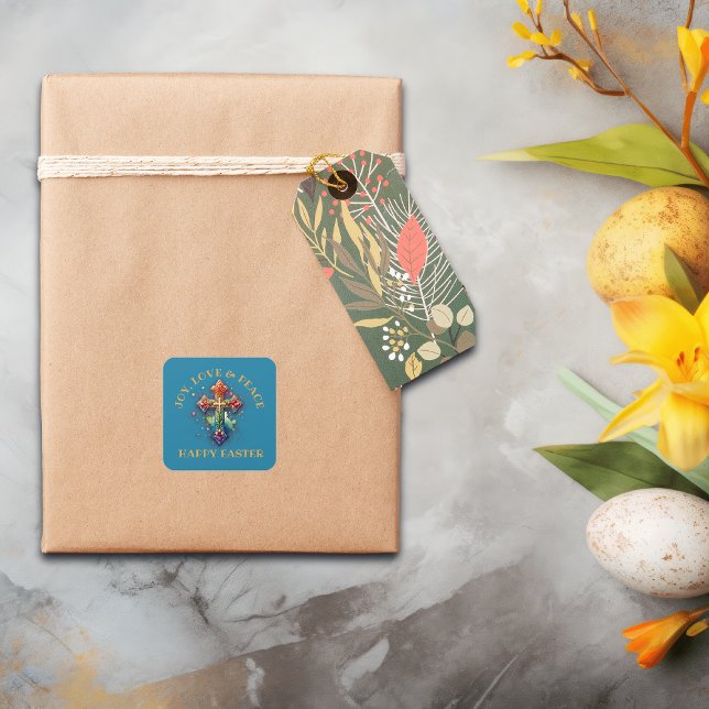 Joy, Love & Peace Happy Easter | Square Sticker (Creator Uploaded)