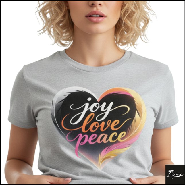Joy Love Peace Neon Heart Script T-Shirt (Sample design. Several style are available to choose from, with the option to add a name & color.
)