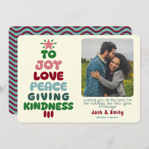 Joy Love Peace Tree Photo Holiday Card