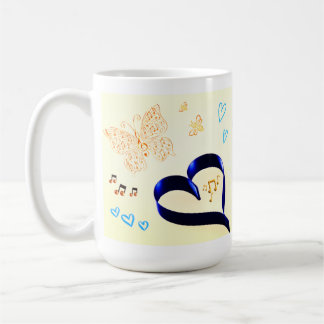Joy Matters - Music Cat - Butterfly & Bees Nature Coffee Mug