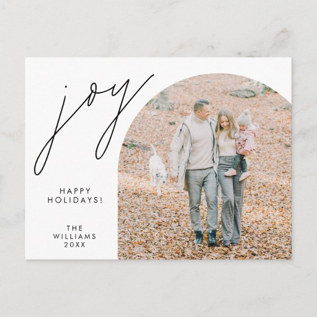 Joy, Merry Christmas Family Photo Layover Postcard (Front)