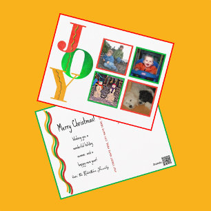 JOY Merry Christmas Happy New Year Photo Postcard