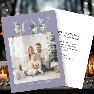 JOY-Merry Christmas! Modern, simple photo Holiday Card