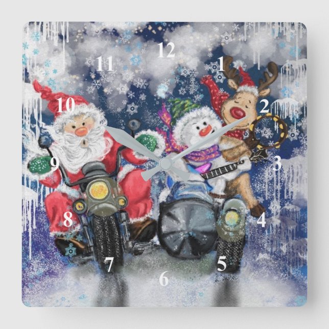 Joy - Merry Christmas Square Wall Clock (Front)