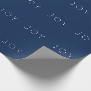 Joy Minimalist Navy Blue Typography Pattern Wrapping Paper