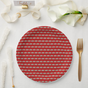 JOY Modern Bold Script Minimalist Photo Christmas  Paper Plate