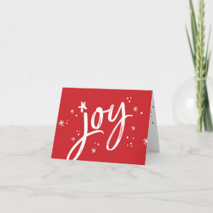 JOY modern corporate holiday greeting red sparkles