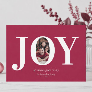 Joy Modern Custom Family Photo Christmas Holiday Card