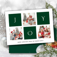JOY Modern Green Fun Script Photo Collage Simple