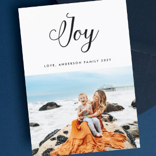 JOY modern holiday card calligraphy lettering