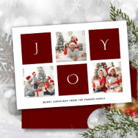 JOY Modern Red Fun Script Photo Collage Minimalist