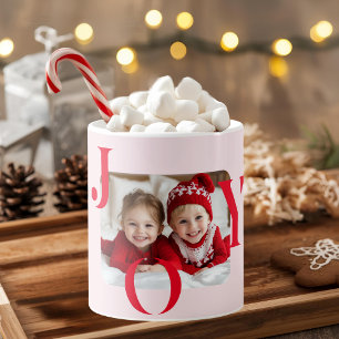 JOY   Modern Red & Mug Christmas Photo Gift