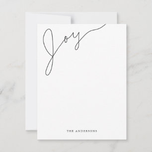 Joy Modern Script Black and White Christmas Card