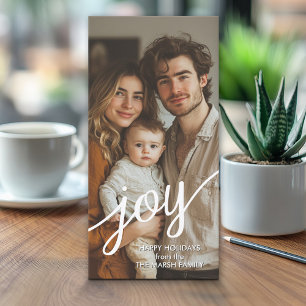 Joy - Modern Script Photo - simple Holiday Card
