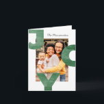 Joy Modern Simple Cool Typography Family Photo Card<br><div class="desc">Design is composed of simple serif and sans serif typography. Add a custom photo and family name and year.</div>