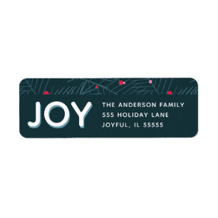 Joy Modern Spruce Custom Holiday Return Address Label