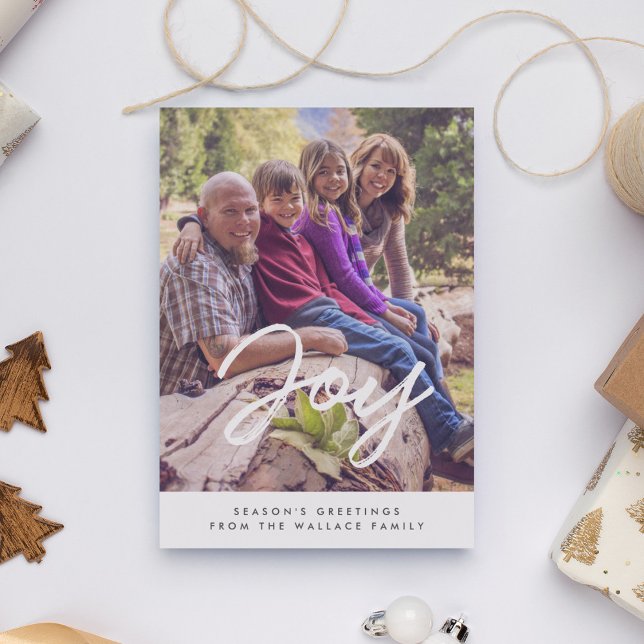 Joy Modern Typography Christmas Family Photo Holiday Card (Creator Uploaded)