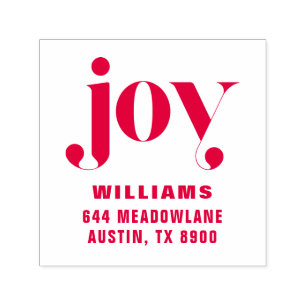 Joy Modern Typography Holiday Return Address Self-inking Stamp