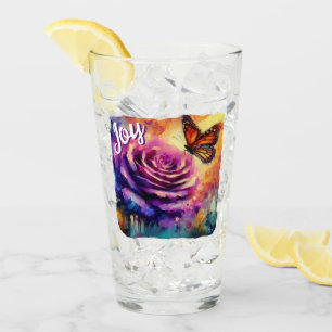 Joy Monarch Butterfly Purple Rose Butterflies Glass