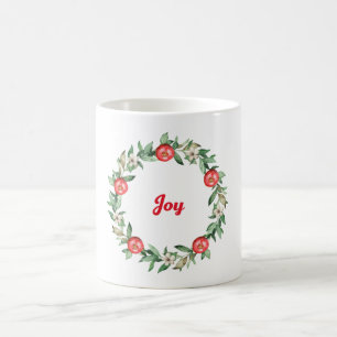 Joy Mug- Pink Floral & Pomegranate Design Coffee Mug