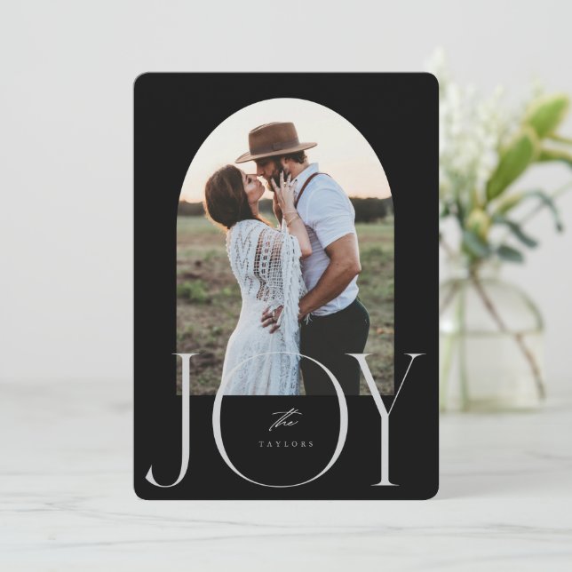 JOY Newlywed Just Married Christmas Card (Standing Front)