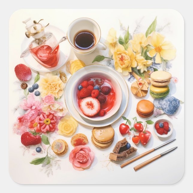 Joy of Afternoon Tea Square Sticker (Front)