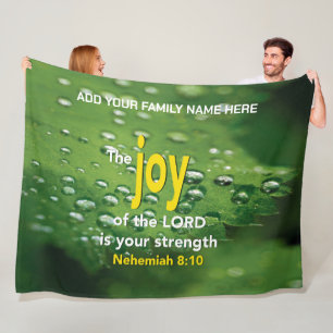 JOY OF THE LORD IS YOUR STRENGTH Christian Family Fleece Blanket