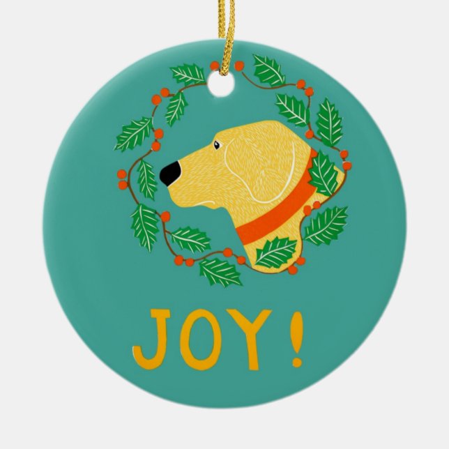 Joy Ornament With Yellow Lab-Stephen Huneck (Front)