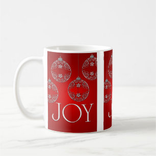 Joy Ornaments on ruby red  elegant Coffee Mug
