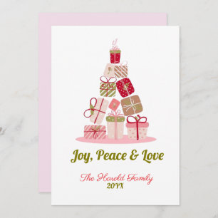 Joy Peace and Love Christmas Tree Card