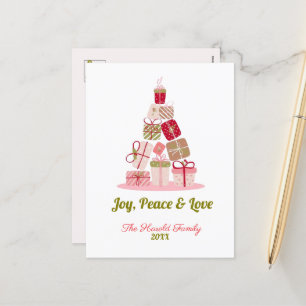 Joy Peace and Love Christmas Tree Card