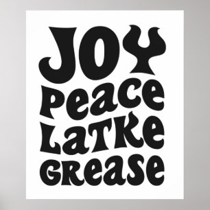 Joy Peace Latkes Grease Funny Jewish Hanukkah Gift Poster