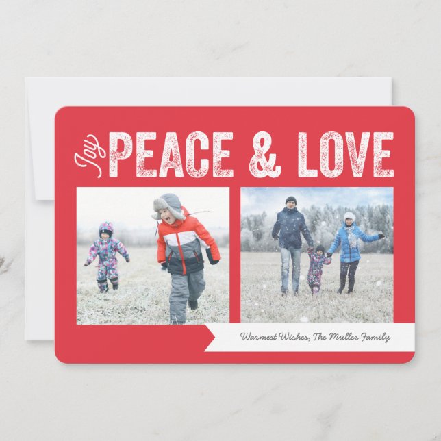 Joy Peace Love Banner 2-Photo Holiday (Front)