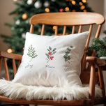 Joy Peace Love Botanical Winter Christmas Pillow<br><div class="desc">Christmas floral with inspirational quotes,  giving it the warmth and cute look for the end-of-year holiday</div>