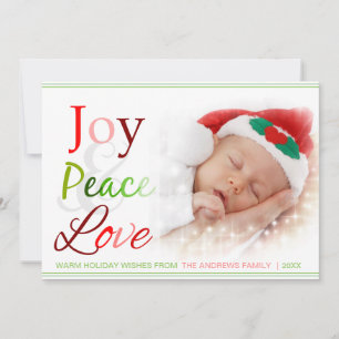Joy Peace & Love Christmas Custom Photo card