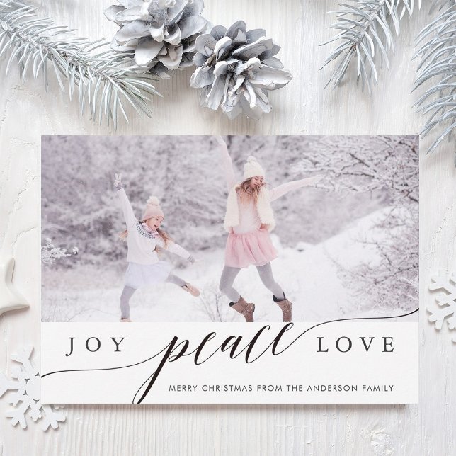 Joy Peace Love Christmas Holiday Photo Card (Creator Uploaded)