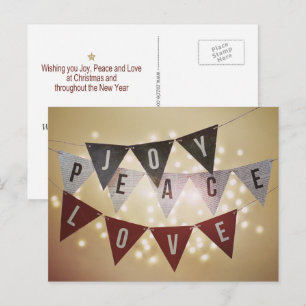 Joy Peace Love Christmas Postcard