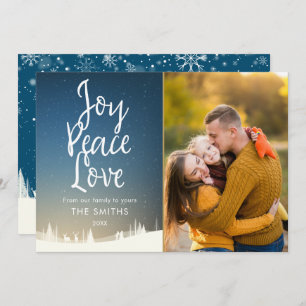 Joy Peace Love Christmas Winter Scene Photo Holiday Card