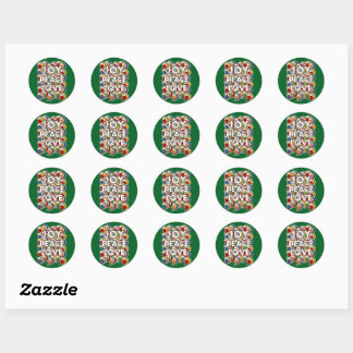 Joy Peace Love - Custom Background Colour Classic Round Sticker