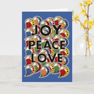 Joy Peace Love - Custom Background Colour & Messag Card