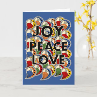 Joy Peace Love - Custom Background Colour & Messag Card