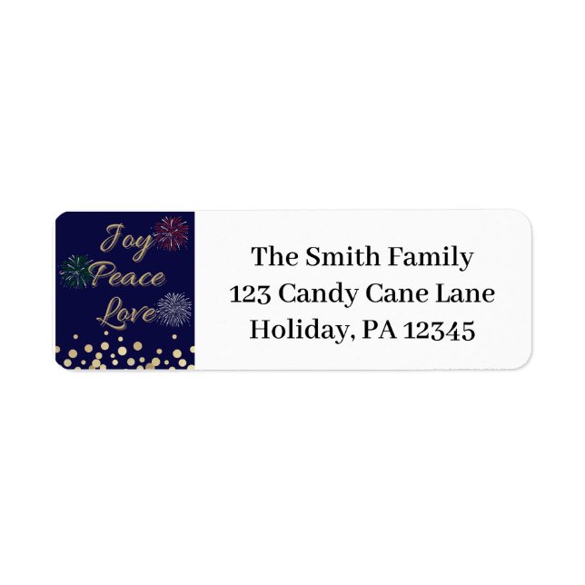 Joy, Peace, Love Fireworks Address Return Address Label (Front)