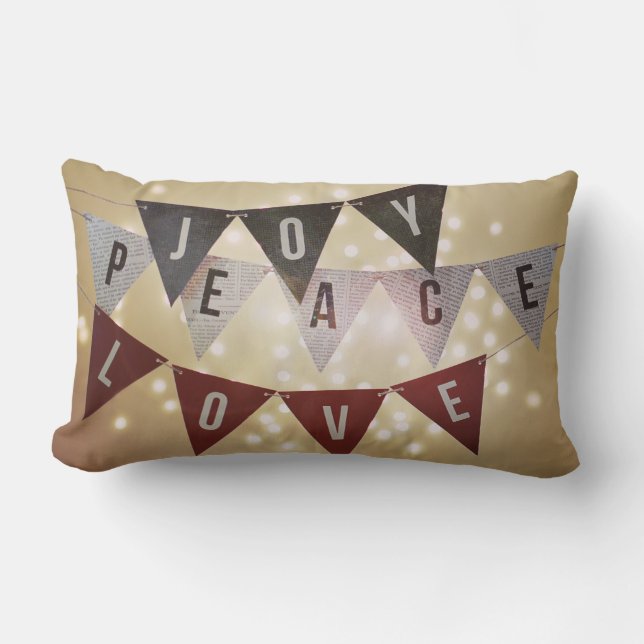 Joy Peace Love Holiday Pillow (Front)